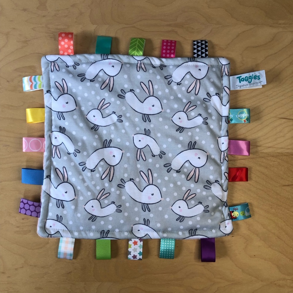 Taggies Gray & Pink Bunny Baby Infant Security Blanket